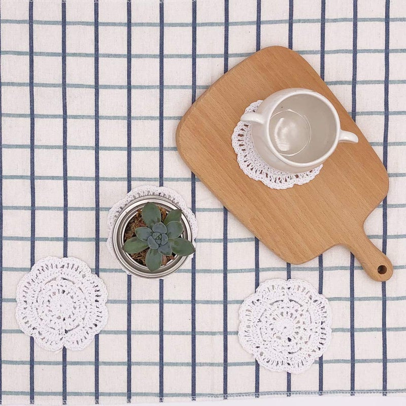 Phantomon Lace Round Crochet Doilies Handmade Coasters Vintage Style Table Placemats, 4-Inch, Pack of 4 (White) - Image 4